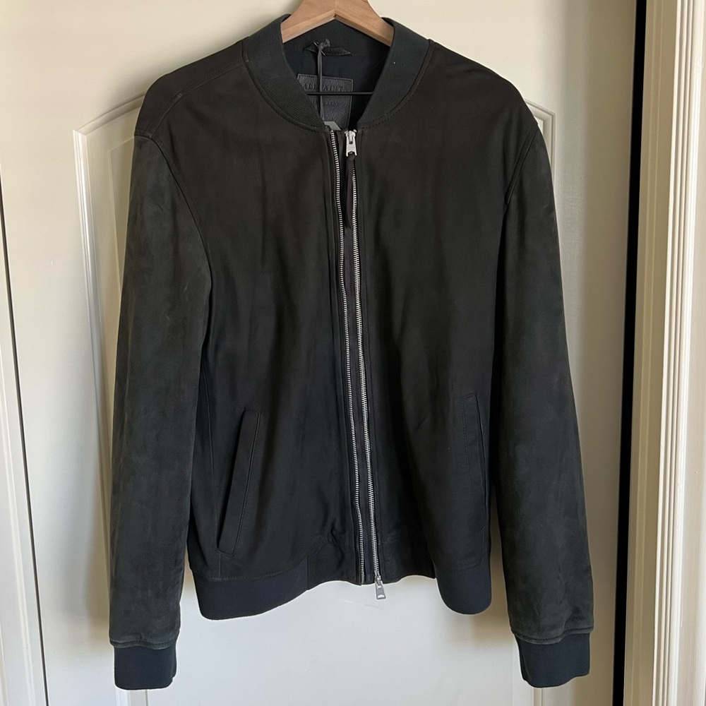 AllSaints Tally Black Suede Leather Jacket Size XL MSRP: $620